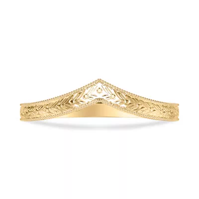 Bellavere Vintage Engraved Chevron Wedding Band