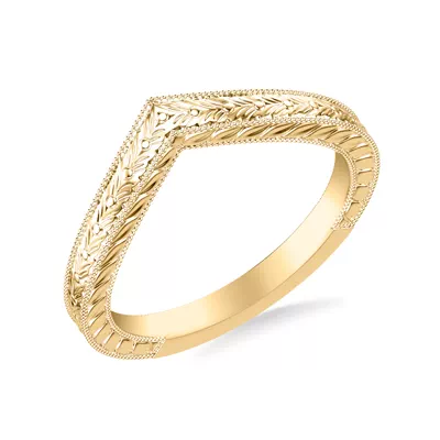 Bellavere Vintage Engraved Chevron Wedding Band