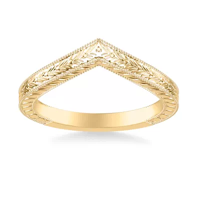 Bellavere Vintage Engraved Chevron Wedding Band
