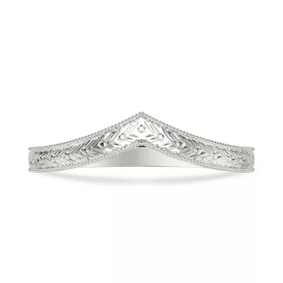 Bellavere Vintage Engraved Chevron Wedding Band