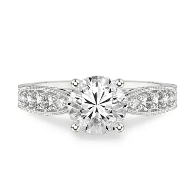 Kensie Grand Engraved Pavé Lab Engagement Ring