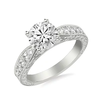 Kensie Grand Engraved Pavé Lab Engagement Ring