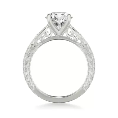 Kensie Grand Engraved Pavé Lab Engagement Ring