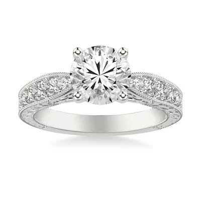 Kensie Grand Engraved Pavé Lab Engagement Ring