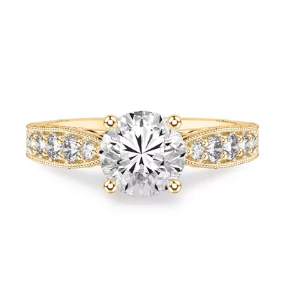 Kensie Grand Engraved Pavé Lab Engagement Ring