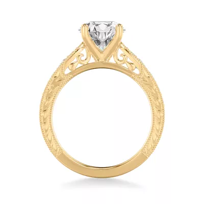 Kensie Grand Engraved Pavé Lab Engagement Ring
