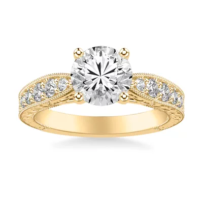 Kensie Grand Engraved Pavé Lab Engagement Ring