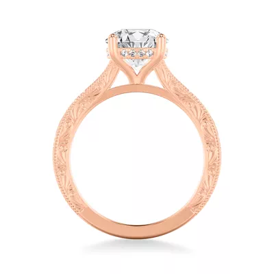 Islay Hand-Engraved Hidden Halo Lab Engagement Ring (2mm)