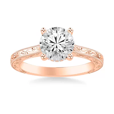Islay Hand-Engraved Hidden Halo Lab Engagement Ring (2mm)