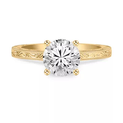 Islay Hand-Engraved Hidden Halo Lab Engagement Ring (2mm)