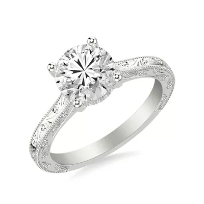 Islay Hand-Engraved Hidden Halo Lab Engagement Ring (2mm)
