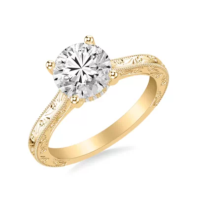 Islay Hand-Engraved Hidden Halo Lab Engagement Ring (2mm)