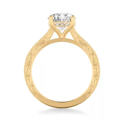 Islay Hand-Engraved Hidden Halo Lab Engagement Ring (2mm)