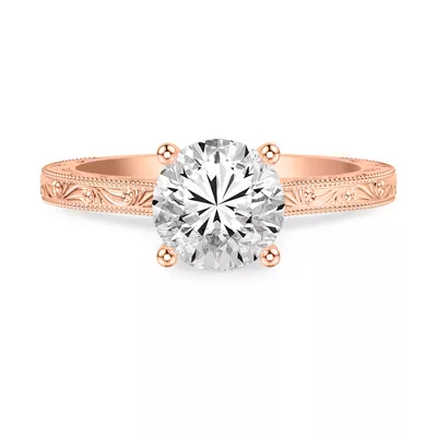 Islay Hand-Engraved Hidden Halo Engagement Ring (2mm)