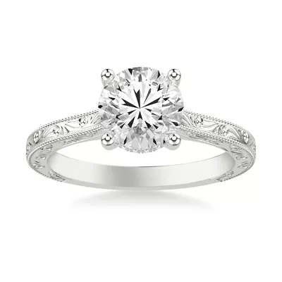 Islay Hand-Engraved Hidden Halo Engagement Ring (2mm)