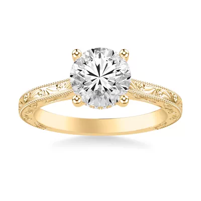 Islay Hand-Engraved Hidden Halo Engagement Ring (2mm)