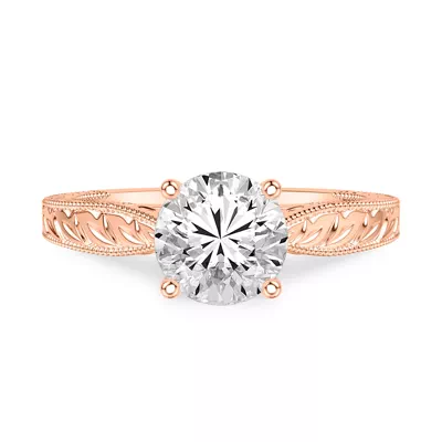 Kensie Solitaire Hand-Engraved Solitaire Engagement Ring