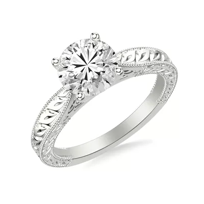 Kensie Solitaire Hand-Engraved Solitaire Engagement Ring