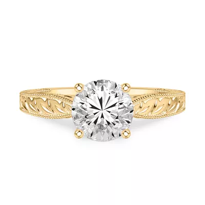 Kensie Solitaire Hand-Engraved Solitaire Engagement Ring
