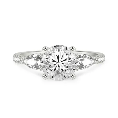 Julie Pear Three-Stone Pavé Lab Diamond Engagement Ring (.60 ct. tw.)