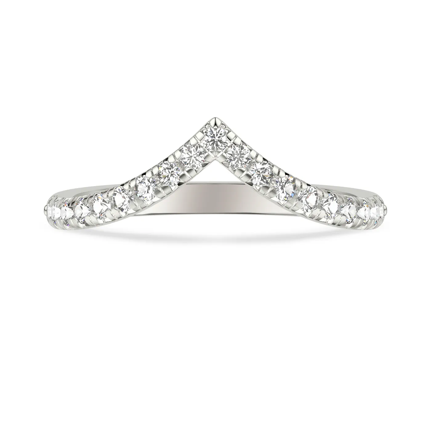 Julie Grand Pave Chevron Lab Wedding Band (.30 ct. tw.) - 14K White Gold