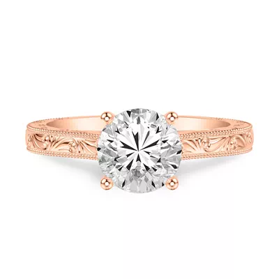 Islay Hand-Engraved Hidden Halo Lab Engagement Ring (2.5mm)