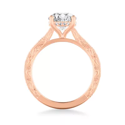 Islay Hand-Engraved Hidden Halo Lab Engagement Ring (2.5mm)