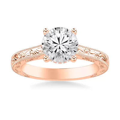 Islay Hand-Engraved Hidden Halo Lab Engagement Ring (2.5mm)
