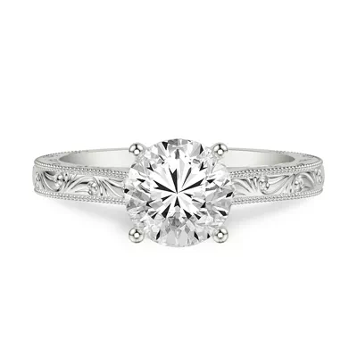 Islay Hand-Engraved Hidden Halo Lab Engagement Ring (2.5mm)