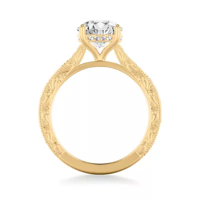 Islay Hand-Engraved Hidden Halo Lab Engagement Ring (2.5mm)