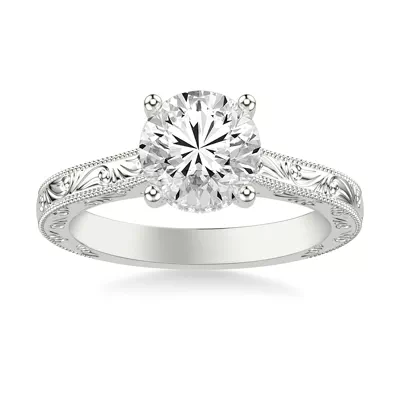 Islay Hand-Engraved Hidden Halo Lab Engagement Ring (2.5mm)