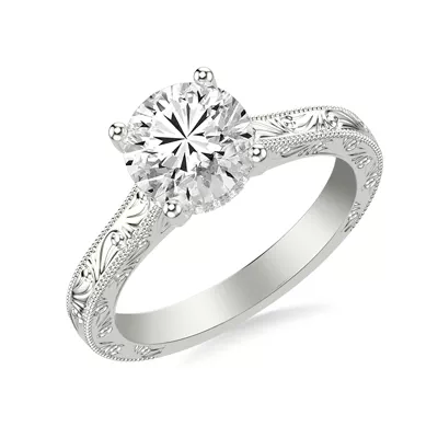 Islay Hand-Engraved Hidden Halo Lab Engagement Ring (2.5mm)