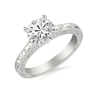 Islay Hand-Engraved Solitaire Engagement Ring (2.5mm)