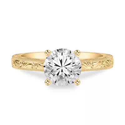 Islay Hand-Engraved Solitaire Engagement Ring (2.5mm)