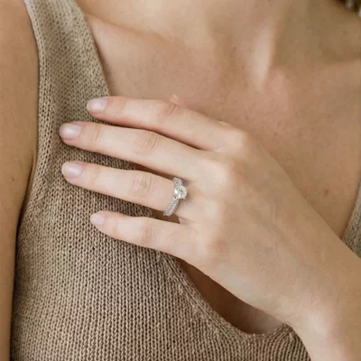 Kensie Hand-Engraved Lab Engagement Ring
