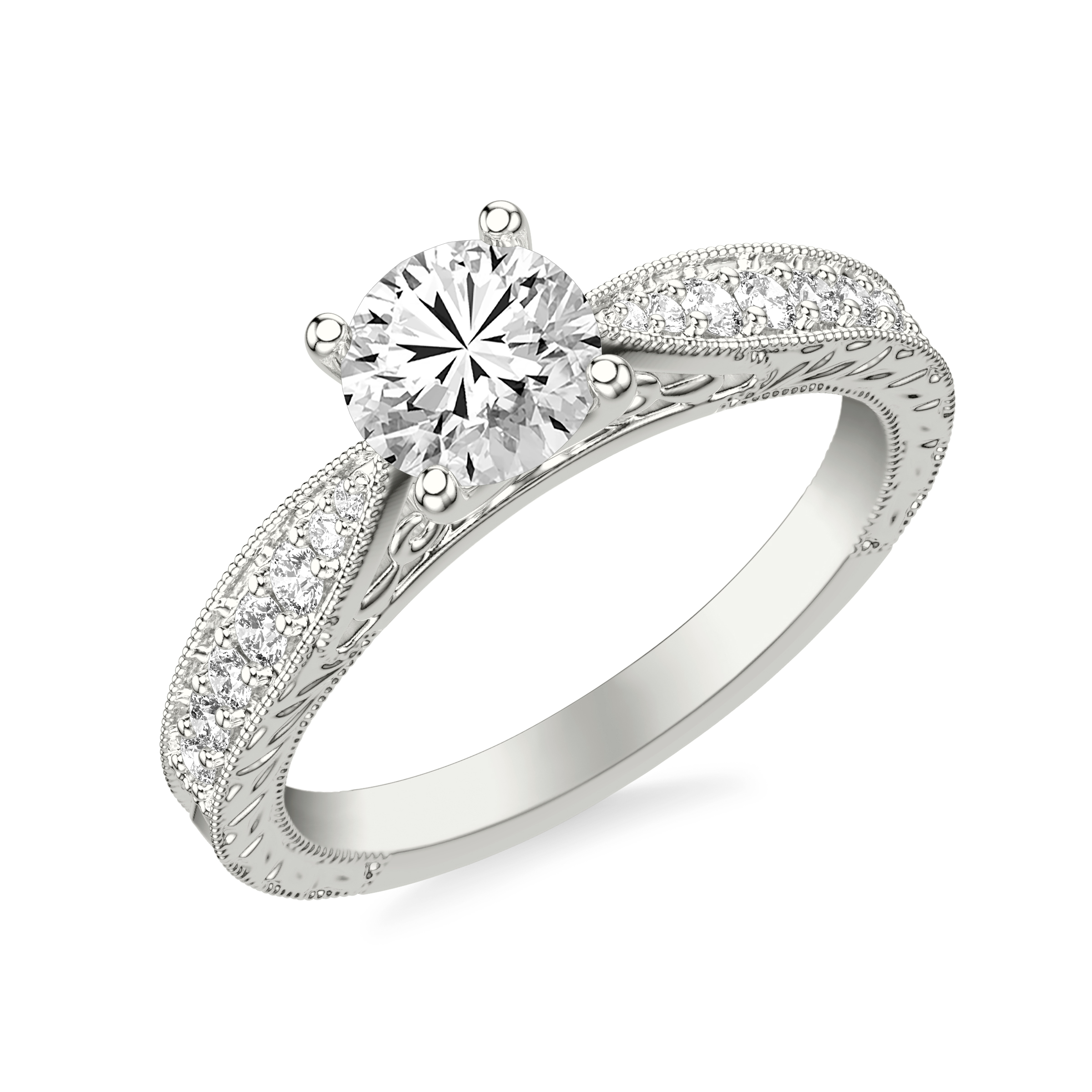 Kensie Hand-Engraved Lab Engagement Ring