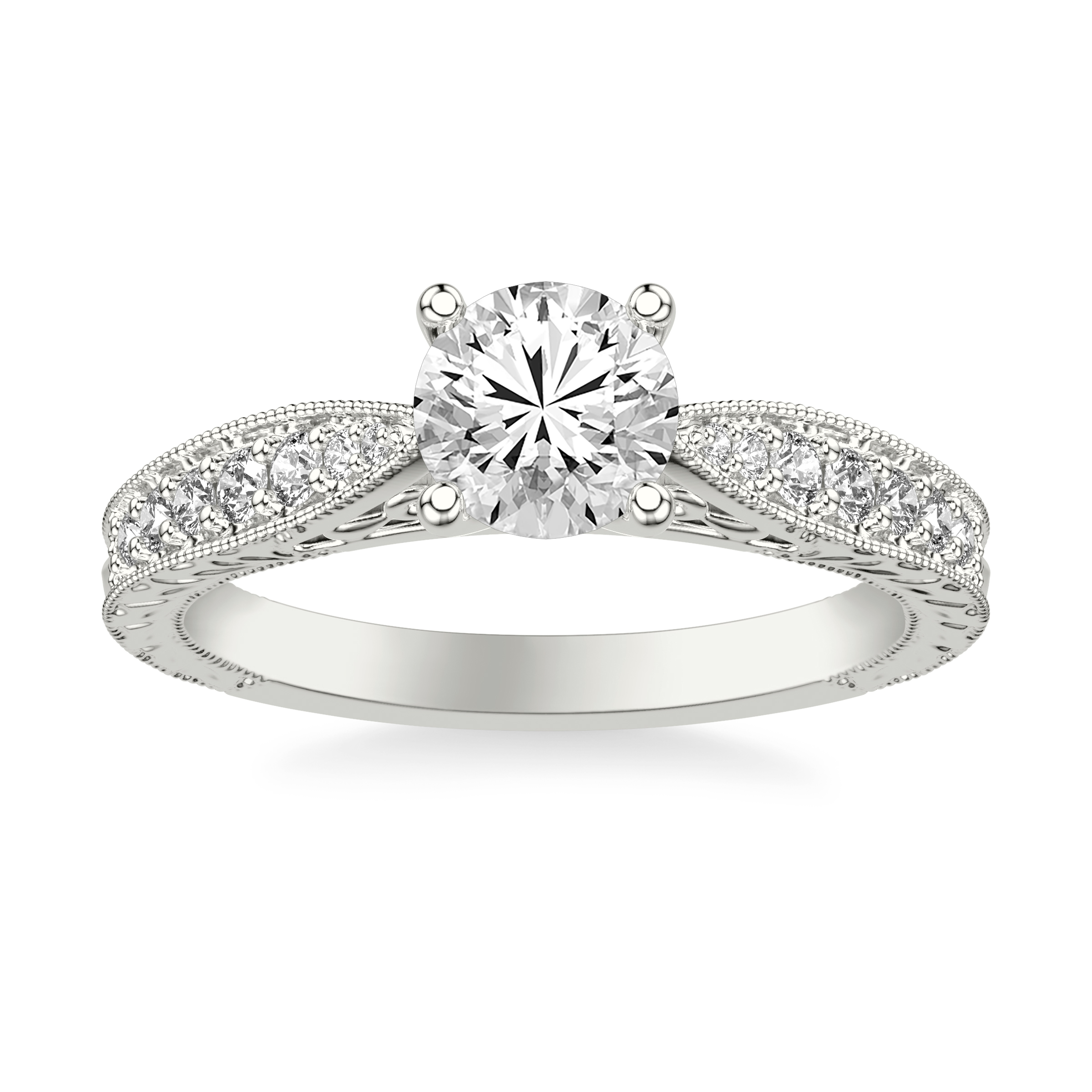 Kensie Hand-Engraved Lab Engagement Ring