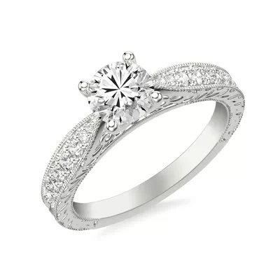 Kensie Hand-Engraved Lab Engagement Ring
