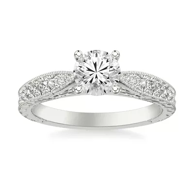 Kensie Hand-Engraved Lab Engagement Ring