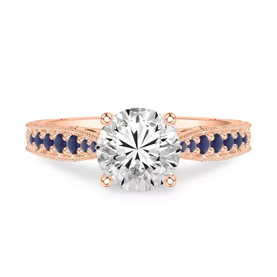 Kensie Hand-Engraved Lab Sapphire Engagement Ring