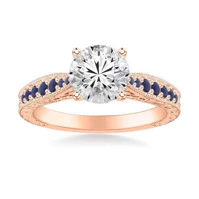 Kensie Hand-Engraved Lab Sapphire Engagement Ring