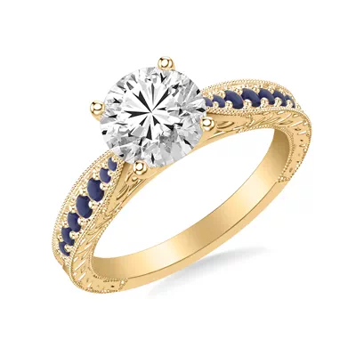 Kensie Hand-Engraved Lab Sapphire Engagement Ring