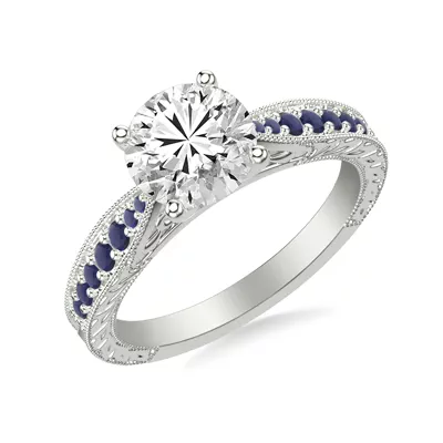 Kensie Hand-Engraved Lab Sapphire Engagement Ring