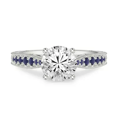 Kensie Hand-Engraved Sapphire Engagement Ring