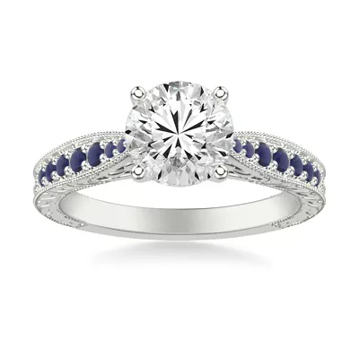 Kensie Hand-Engraved Sapphire Engagement Ring