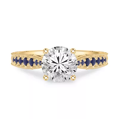 Kensie Hand-Engraved Sapphire Engagement Ring