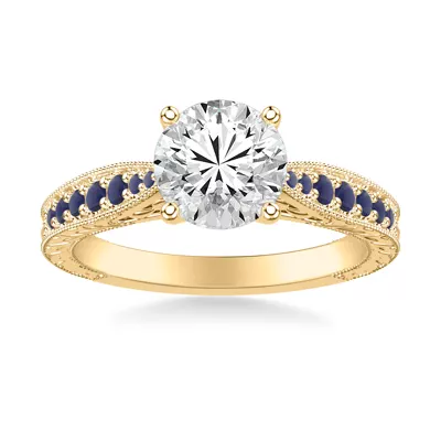 Kensie Hand-Engraved Sapphire Engagement Ring