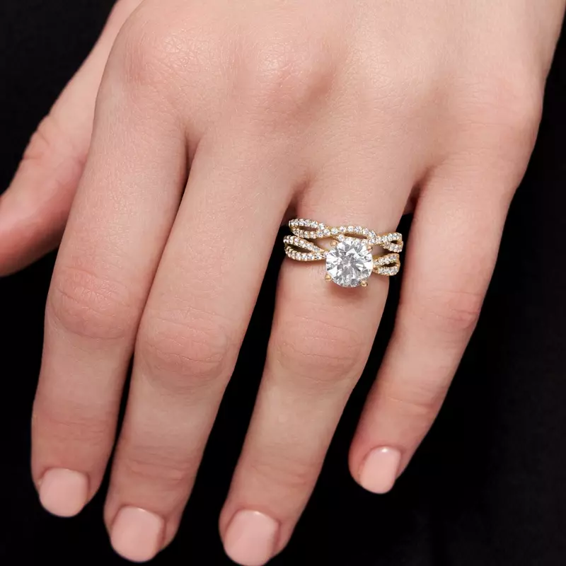 18K Yellow Gold Denisse Contemporary Prong Engagement Ring