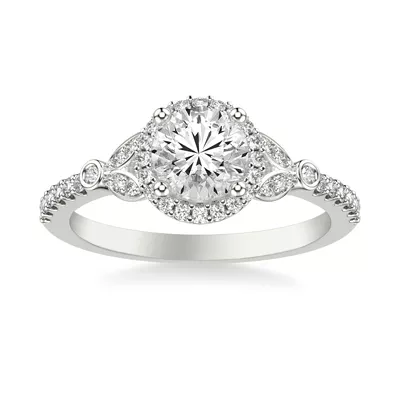 Jillian Contemporary Prong Halo Engagement Ring