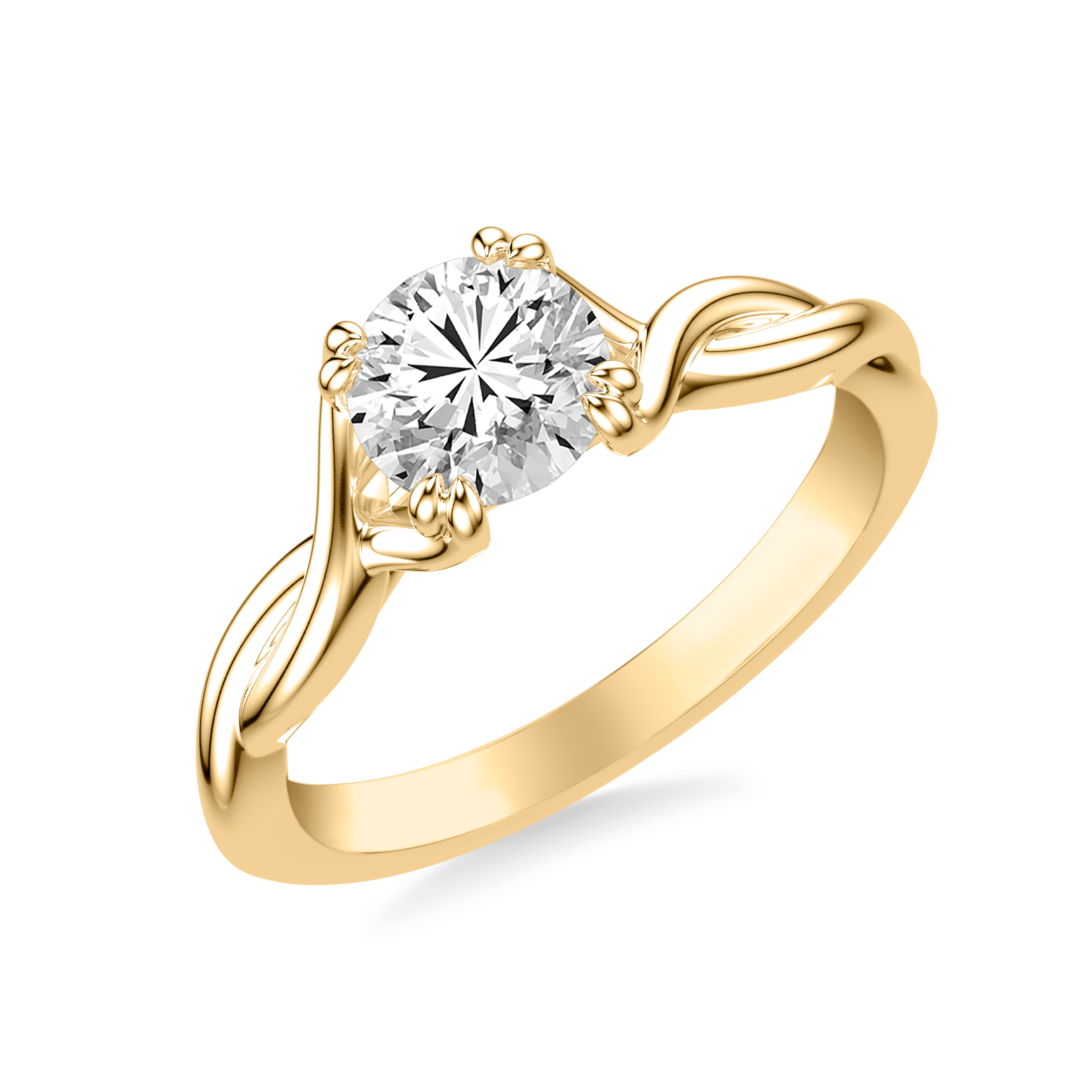 Solitaire With Ribbon Jolie Ribbon Twist Solitaire Engagement Ring - 18K Yellow Gold